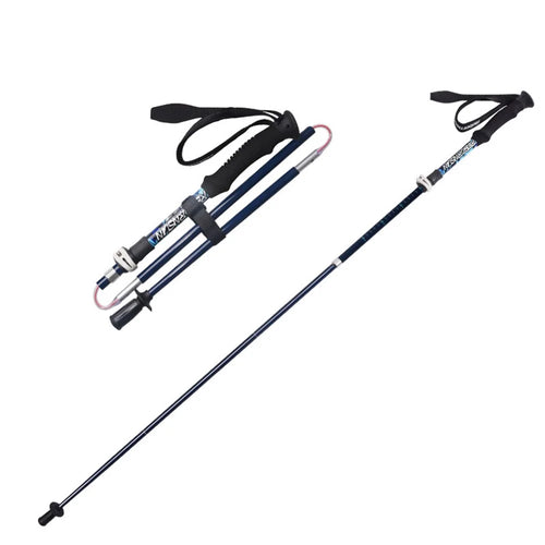 REBORNSUN 115-135cm Telescopic Folding Hiking Poles Carbon Fiber Trekking Poles Walking Sticks for Men and Women - Dark Blue - 1