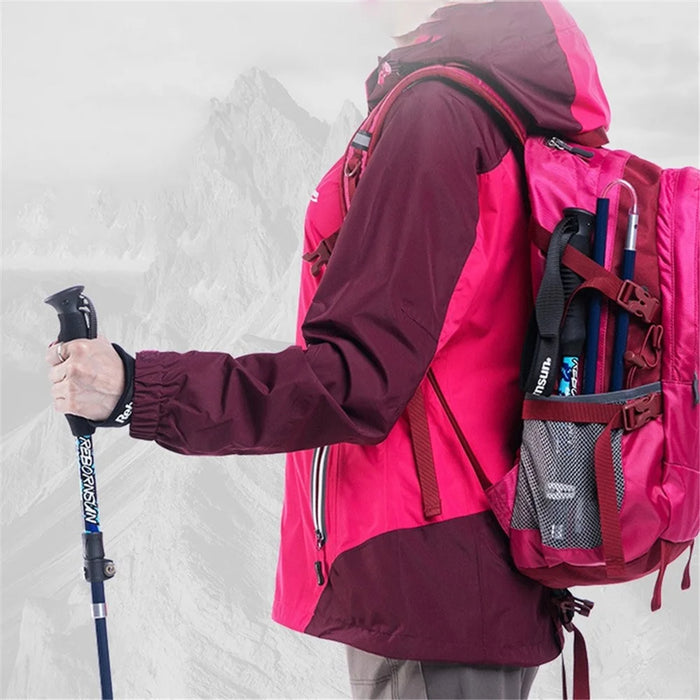 REBORNSUN 115-135cm Telescopic Folding Hiking Poles Carbon Fiber Trekking Poles Walking Sticks for Men and Women - Dark Blue - 4