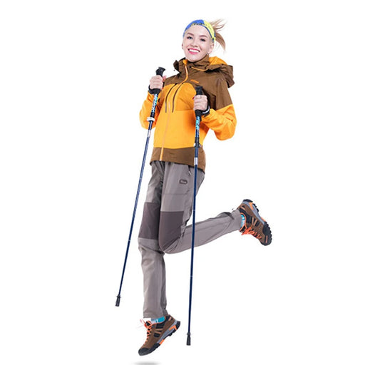 REBORNSUN 105-120cm Mountain Trekking Poles Anti-shock Carbon Fiber Collapsible 5-Section Foldable Walking Hiking Sticks - Dark Blue - 2