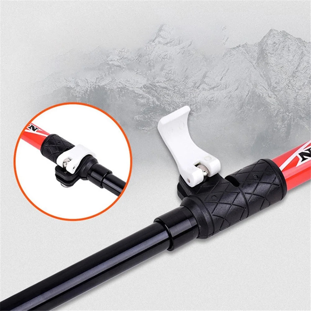 REBORNSUN RBZD0304 Folding Aluminum Alloy Trekking Pole 5-Section Ultra-Light Hiking Stick Adjustable Outdoor Ultra-Short Hiking Pole with External Safe Lock - Red - 7