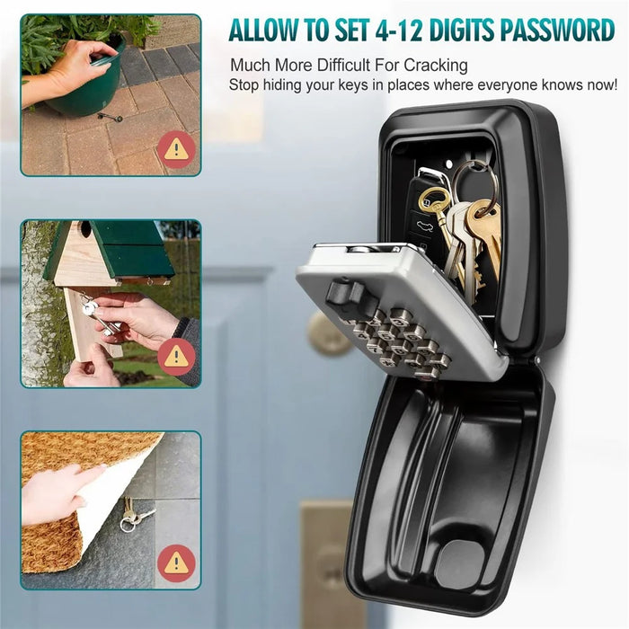 G14 Outdoor Secure Key Box Large Capacity Wall Mounted Key Box with 12 Digit Rust Proof Code Secure Key Box for Home Factory Garage - 2