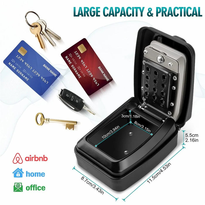 G14 Outdoor Secure Key Box Large Capacity Wall Mounted Key Box with 12 Digit Rust Proof Code Secure Key Box for Home Factory Garage - 4