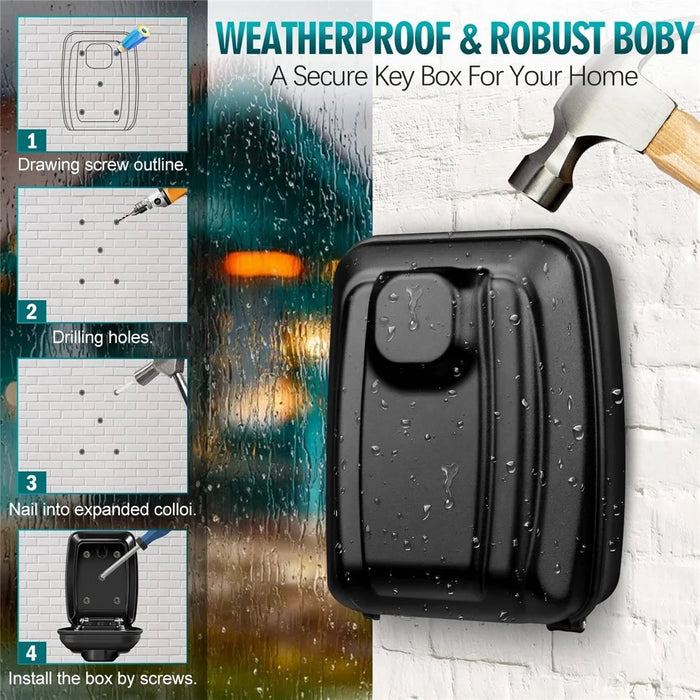 G14 Outdoor Secure Key Box Large Capacity Wall Mounted Key Box with 12 Digit Rust Proof Code Secure Key Box for Home Factory Garage - 5