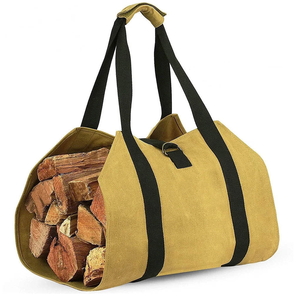 Waterproof Firewood Storage Bag Canvas Portable Logging Organizer Tote Pouch - 1