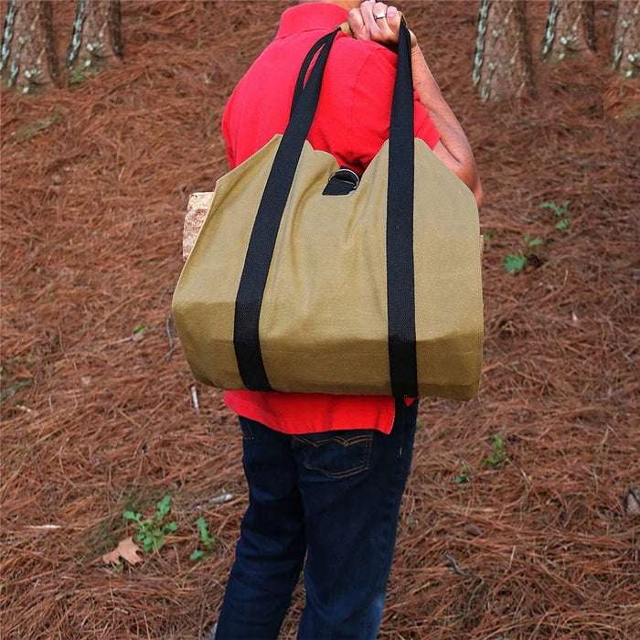 Waterproof Firewood Storage Bag Canvas Portable Logging Organizer Tote Pouch - 4