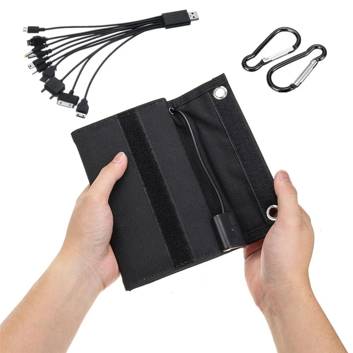 Monocrystalline Foldable Solar Panel Portable Outdoor Power Generator with Carabiner and Cable - 2