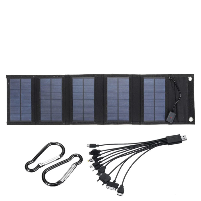 Monocrystalline Foldable Solar Panel Portable Outdoor Power Generator with Carabiner and Cable - 3