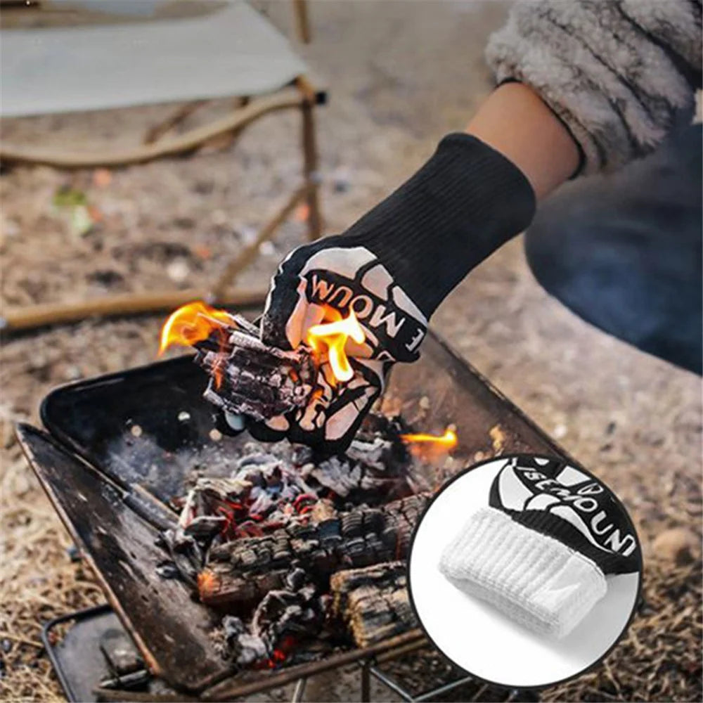 ISE MOUNT 1 Pair BBQ Gloves High Temperature Resistant Oven Gloves Anti-slip Heat Insulated Microwave Gloves - 3
