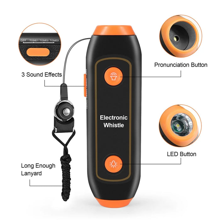 Safety Whistle Lantern Referees Electronic Whistle SOS Light Flashlight Emergency Camping Lamp Instructors Whistle - Orange - 7