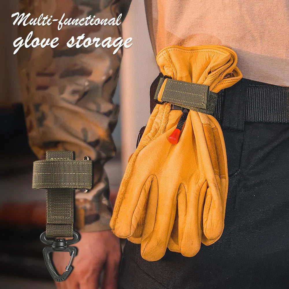 Multifunctional Gloves Storage Buckle Outdoor Tactical Climbing Rope Storage Hook Key Holder Adjustable Rope Hanging Buckles - Army Green - 2