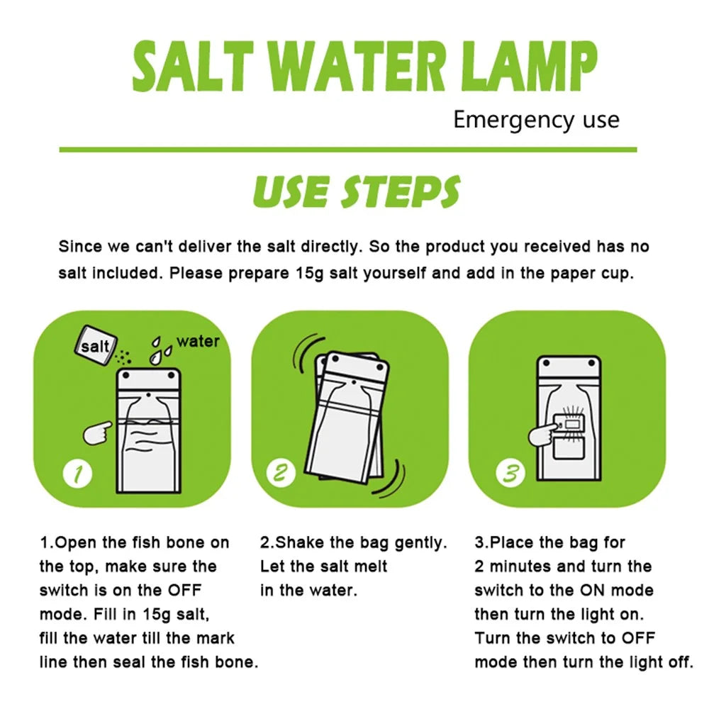 Outdoor Salt Water Lamp LED Emergency Camping Light for Camping Night Fishing Portable Energy - 7