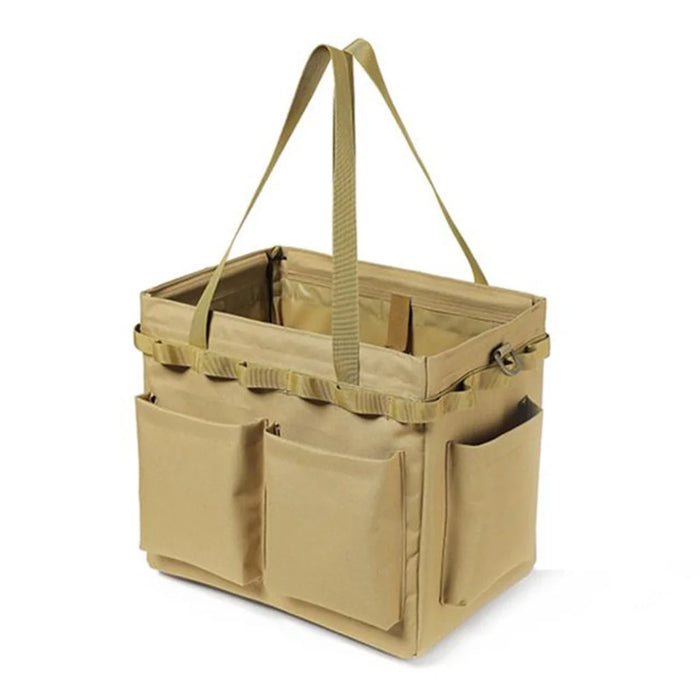 Outdoor Camping Travel Tools Storage Large Capacity Bag Folding Firewood Handbag Picnic Barbecue Cutlery Organizer - Khaki - 1
