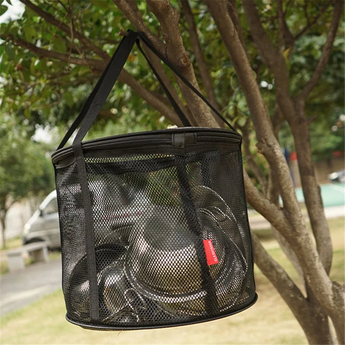 CLS 4Pcs Outdoor Drain Basket Set with Side Mesh Bag + 220ml Bottle Portable Folding Bucket - 6