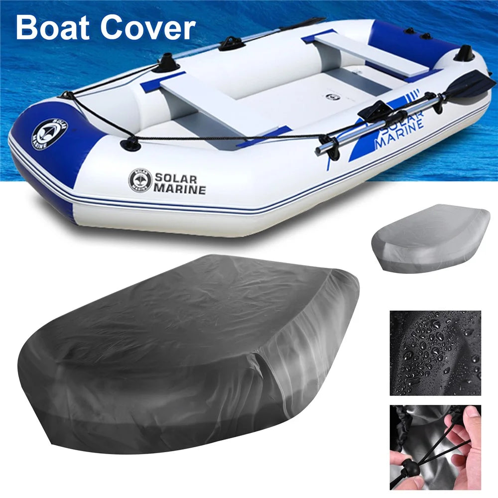 230x165x46cm V Shape Waterproof Marine Boat Cover 210D Oxford Cloth Inflatable Boat Cover - Black - 2