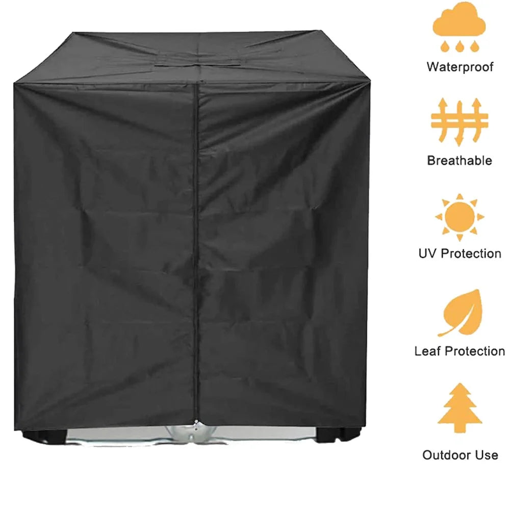 1000L IBC Tank Cover Outdoor Water Barrel Cover IBC Water Tank Sunscreen Cover (with Zipper+Flap) - Black - 5