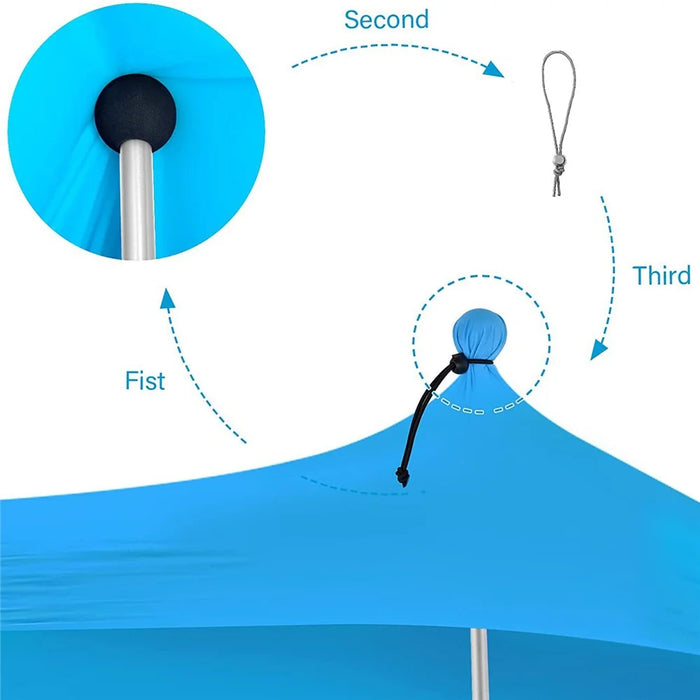 Beach Tent Canopy Anti-UV Sun Shelter Fishing Camping Sun Shade, 2x6-Sectionn Rod, 210x170x200cm - Lake Blue - 7