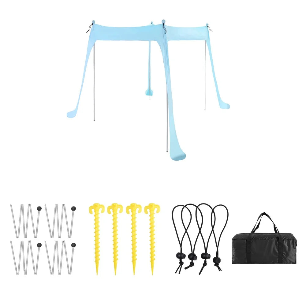 Beach Tent Canopy Sun Shelter Anti-UV Sun Shade Tents for Fishing Backyard Camping, 4x6-Sectionn Rod, 210x170x200cm - Lake Blue - 1