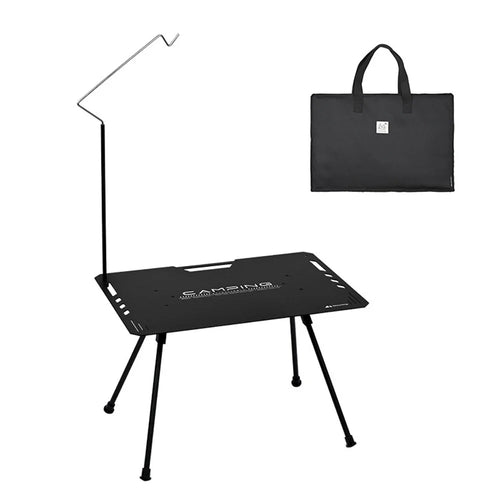 SHINETRIP Camping Table Aluminum Alloy Portable Picnic Table Equipment Foldable Desk for Barbecue Backyard Party - Black - 1
