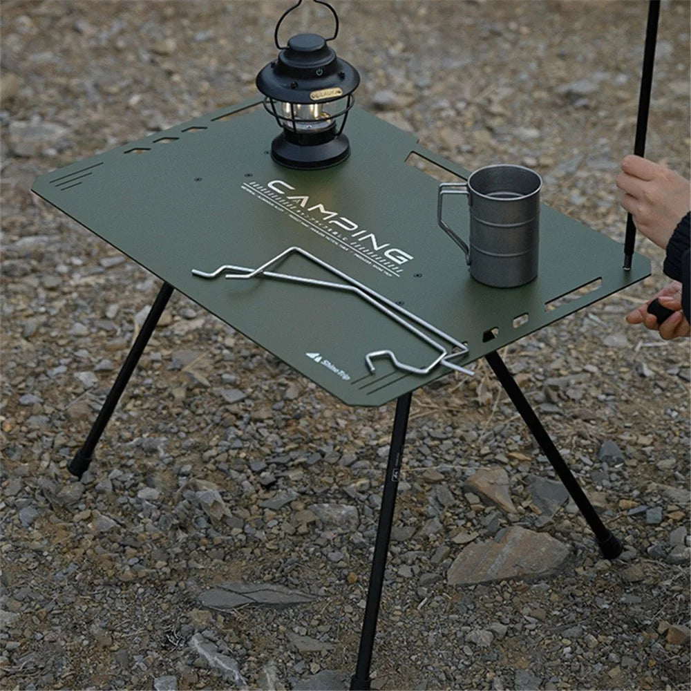 SHINETRIP Camping Table Aluminum Alloy Portable Picnic Table Equipment Foldable Desk for Barbecue Backyard Party - Black - 4