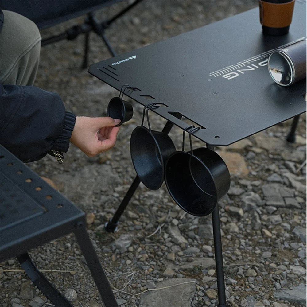 SHINETRIP Camping Table Aluminum Alloy Portable Picnic Table Equipment Foldable Desk for Barbecue Backyard Party - Black - 5