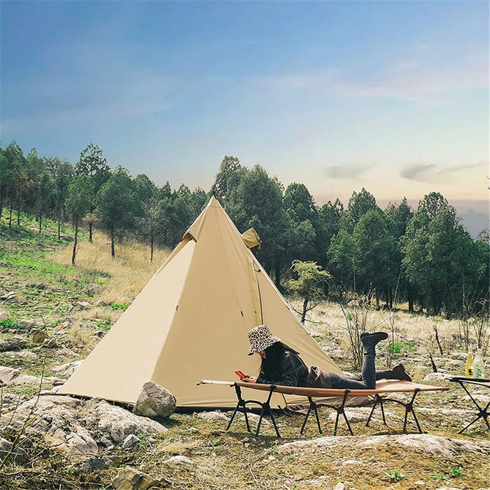 SHINETRIP A357 Single Camping Cot Aluminum Alloy Foldable Tent Bed for Hiking Fishing Hunting Car Travel - Sand Color - 5