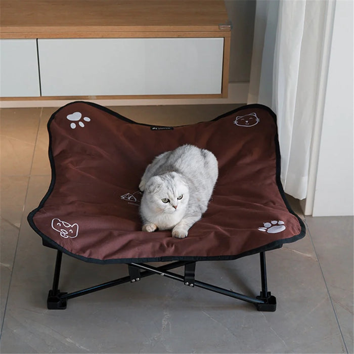 SHINETRIP A404 Elevated Raised Dog Cat Bed Aluminum Alloy Folding Pet Cot Soft Cushion Pet Hammock Bed - Coffee - 4