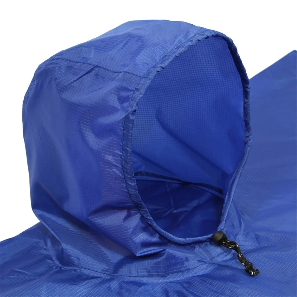 AOTU 3 In 1 Raincoat Backpack Rain Cover Cycling Rain Poncho Waterproof Outdoor Camping Tent Mat - Blue - 7