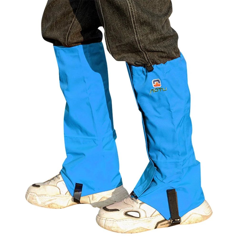 AOTU 1Pair Outdoor Oxford Cloth Waterproof Gaiters Leg Cover Boots Shoe Covers for Hiking Camping Climbing Skiing - Blue - 1