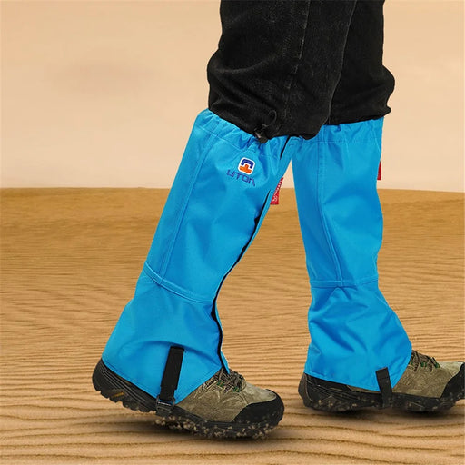 AOTU 1Pair Outdoor Oxford Cloth Waterproof Gaiters Leg Cover Boots Shoe Covers for Hiking Camping Climbing Skiing - Blue - 2