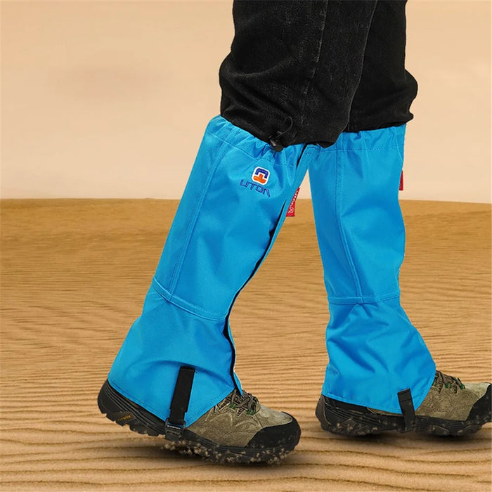 AOTU 1Pair Outdoor Oxford Cloth Waterproof Gaiters Leg Cover Boots Shoe Covers for Hiking Camping Climbing Skiing - Blue - 2