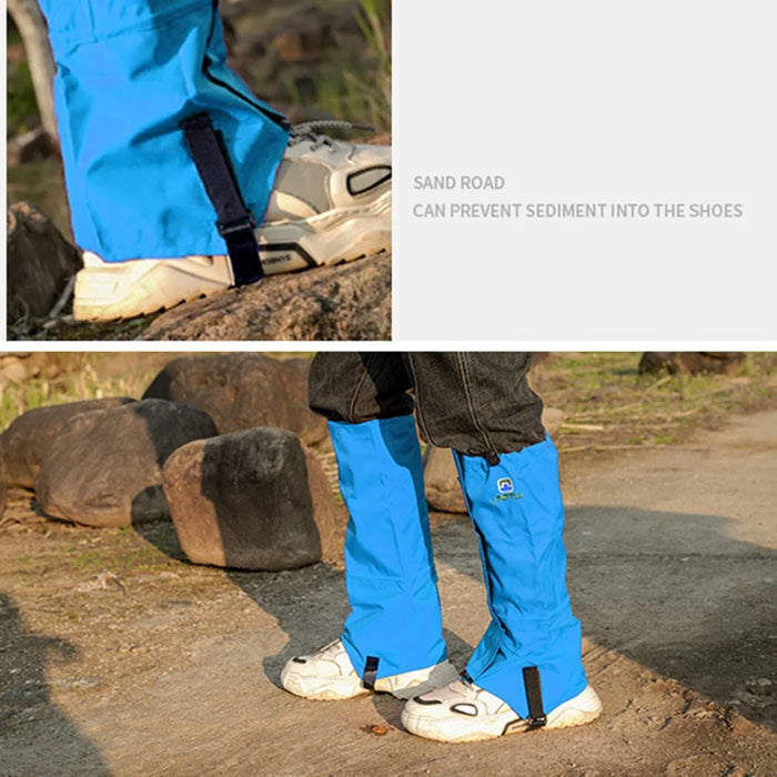 AOTU 1Pair Outdoor Oxford Cloth Waterproof Gaiters Leg Cover Boots Shoe Covers for Hiking Camping Climbing Skiing - Blue - 3