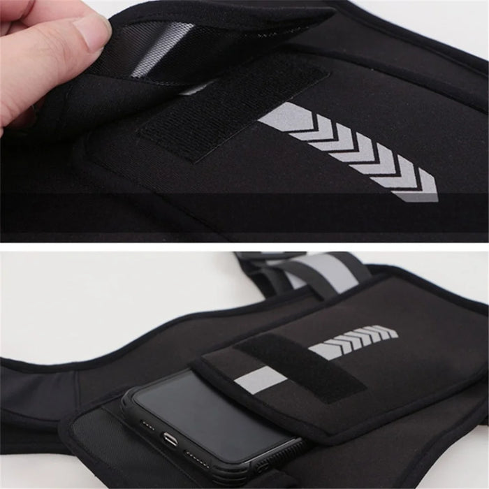 Running Reflective Vest Backpack Outdoor Sports Mobile Phone Chest Bag (Luminous Upgraded Version) - 5