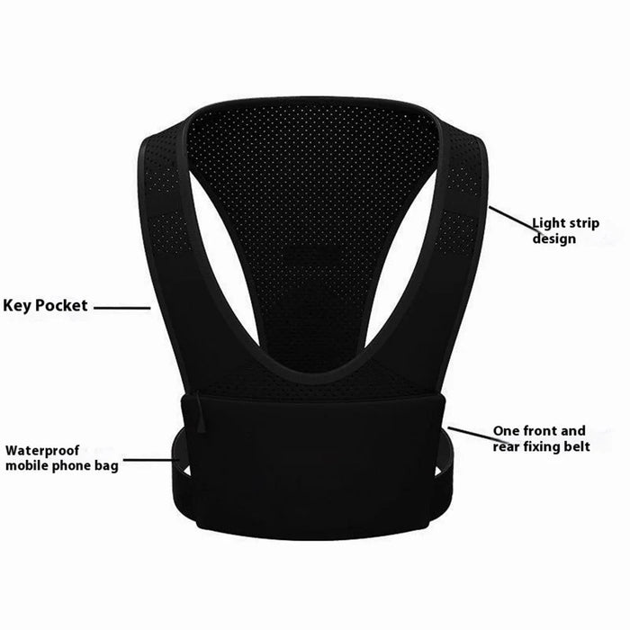 Reflective Vest Cell Phone Pouch Outdoor Sports Mobile Phone Chest Bag for Night Running (Free Size) - 4