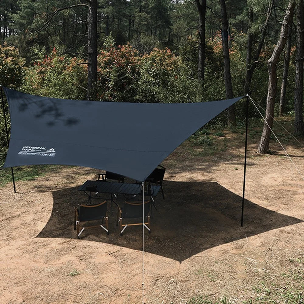 SHINETRIP Outdoor Camping Picnic Tarp 210D Black Coated Oxford Cloth Canopy Anti-UV Rainproof Awning - Gold - 3