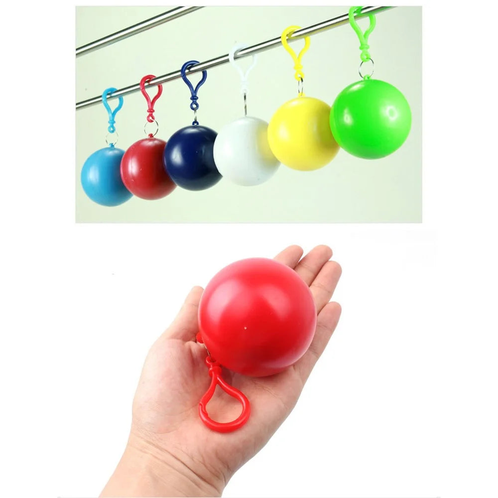 2Pcs / Set Disposable Raincoat Ball Keyring Style Emergency Raincoat Poncho for Outdoor Hiking Camping - Sky Blue - 7
