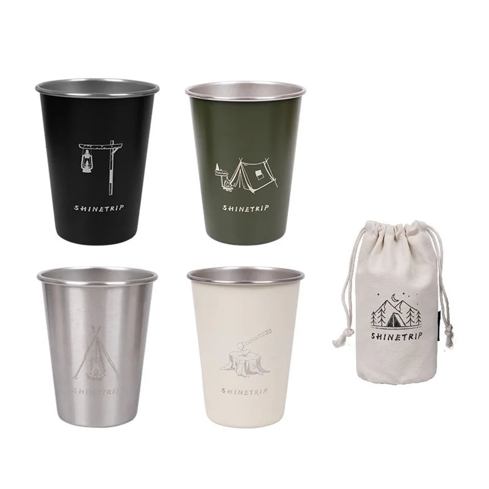 SHINETRIP A403 4Pcs / Set 350ml Stainless Steel Camping Cup Outdoor Traveling Coffee Mug (BPA Free, No FDA Certificate) - Mixture - 1