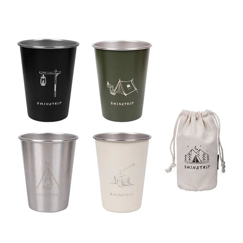 SHINETRIP A403 4Pcs / Set 350ml Stainless Steel Camping Cup Outdoor Traveling Coffee Mug (BPA Free, No FDA Certificate) - Mixture - 1