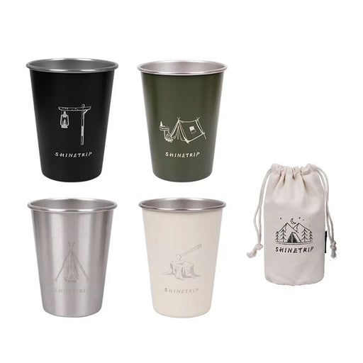 SHINETRIP A403 4Pcs / Set 350ml Stainless Steel Camping Cup Outdoor Traveling Coffee Mug (BPA Free, No FDA Certificate) - Mixture - 1
