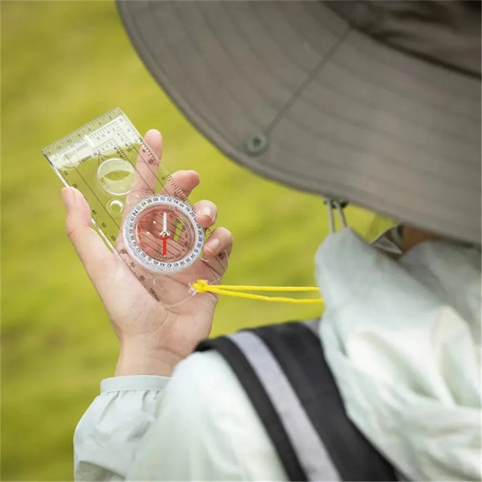 Outdoor Transparent Compass Map Scale Multifunction Acrylic Compass with Strap for Hiking, Camping, Trekking - 4