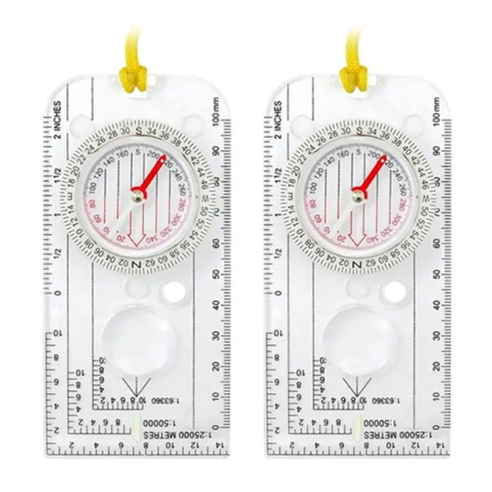 Outdoor Transparent Compass Map Scale Multifunction Acrylic Compass with Strap for Hiking, Camping, Trekking - 6