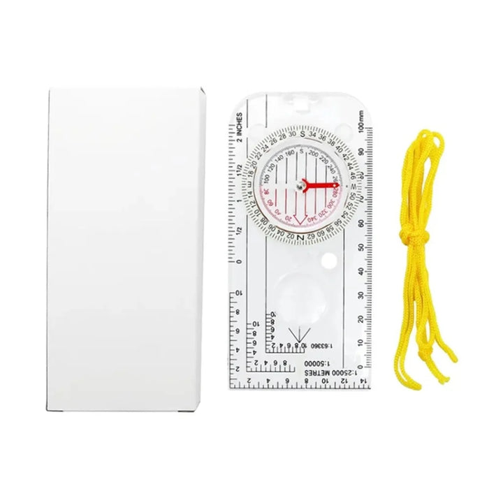Outdoor Transparent Compass Map Scale Multifunction Acrylic Compass with Strap for Hiking, Camping, Trekking - 7
