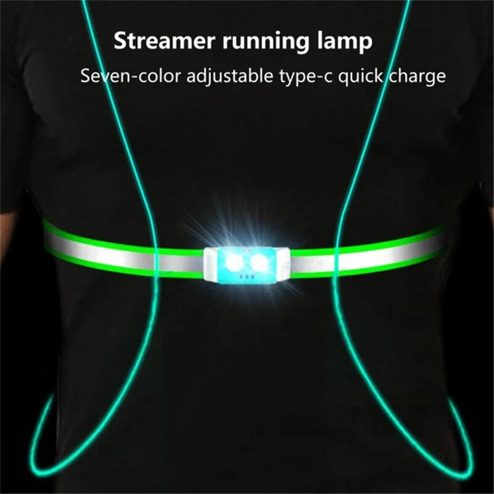 Running Light LED Outdoor USB Rechargeable Working Lamp with RGB Mode Reflective Vest Bicycle Cycling Chest Lamp - Sky Blue - 2