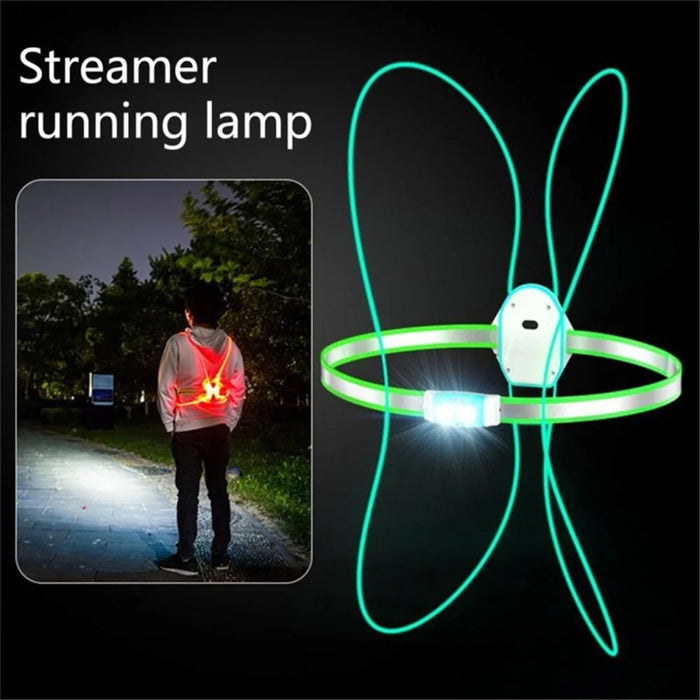 Running Light LED Outdoor USB Rechargeable Working Lamp with RGB Mode Reflective Vest Bicycle Cycling Chest Lamp - Sky Blue - 4