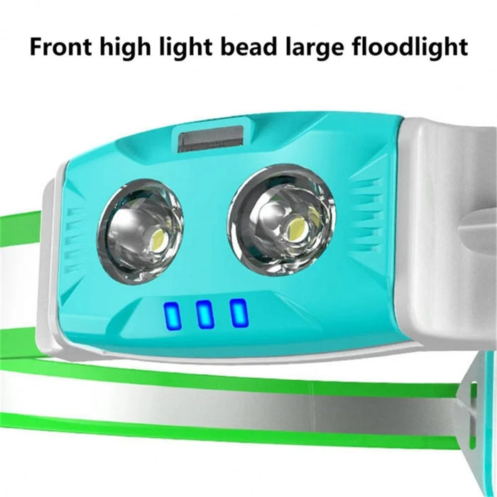Running Light LED Outdoor USB Rechargeable Working Lamp with RGB Mode Reflective Vest Bicycle Cycling Chest Lamp - Sky Blue - 7