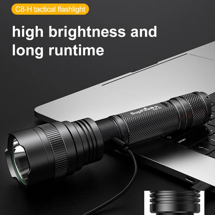SUPERFIRE C8-H 1200LM Portable Flashlight High Brightness 15W Night Light with 4000mAh Battery - 2