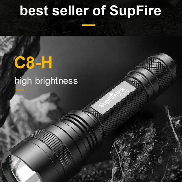 SUPERFIRE C8-H 1200LM Portable Flashlight High Brightness 15W Night Light with 4000mAh Battery - 6
