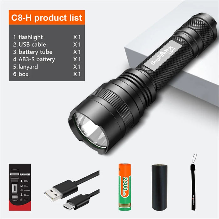 SUPERFIRE C8-H 1200LM Portable Flashlight High Brightness 15W Night Light with 4000mAh Battery - 7