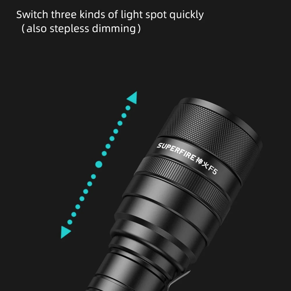 SUPERFIRE F5 Zoomable Flashlight Waterproof Portable Night Light with Waist Clip, Direct Charging Model - 5