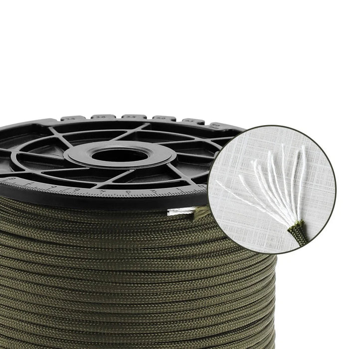HALIN 100m Outdoor Multifunctional Spool 9 Core Umbrella Rope 4mm Thick Tent Wind Rope - Army Green - 6