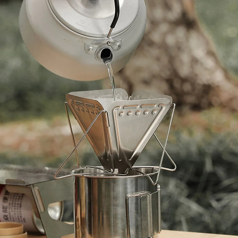 HALIN Stainless Steel Coffee Dripper Holder Folding Outdoor Camping Coffee Filter Rack (BPA Free, No FDA Certificate) - 3